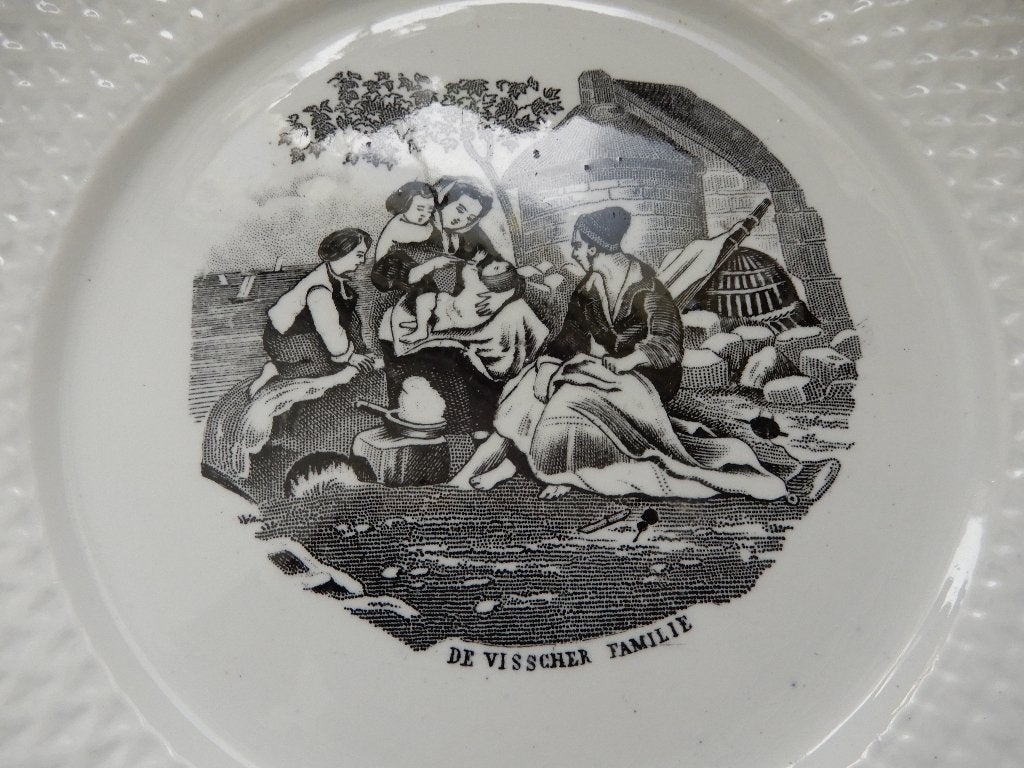 Wandbord antiek, De visscher familie, gemerkt, Ophalen of Verzenden