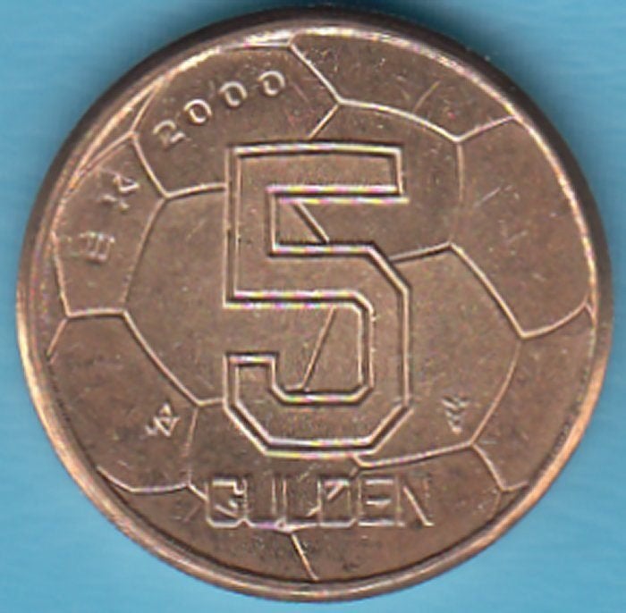 Nederland Vijfje (5 gulden) 2000 EK UNC in munthouder, Postzegels en Munten, Ophalen of Verzenden, Koningin Beatrix, 5 gulden