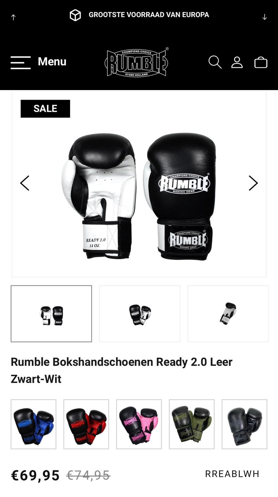 Rumble boks handschoenen 12 OZ, Overige, Maat XS of kleiner, Vechtsportbescherming, Ophalen of Verzenden