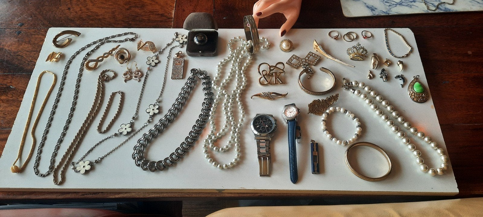 Groot lot  antieke en vintage  sieraden uit erfenis, Ophalen of Verzenden, Overige materialen, Met edelsteen