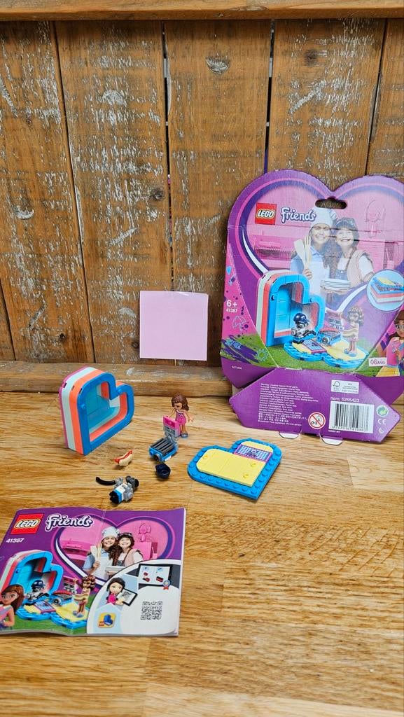 Lego Friends 41387 Olivia's hartvormige zomerdoos- Compleet!, Gebruikt, Lego, Friends, Ophalen of Verzenden