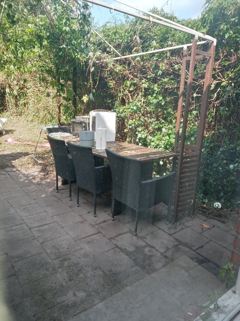 tuinset (tafel en 4xstoelen), Tuin en Terras, Ophalen, 4 zitplaatsen, Zo goed als nieuw, Wicker