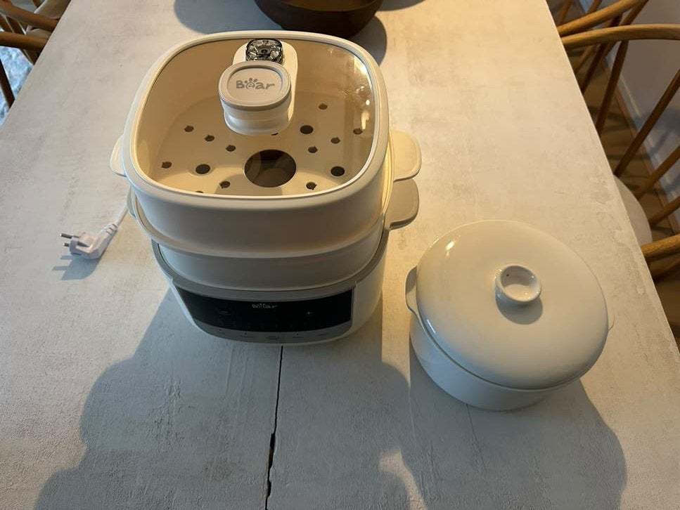 BEAR Electric steamer pot with steaming baskets & glass lid, Ophalen of Verzenden, Zo goed als nieuw, Pot, Bus of Blik