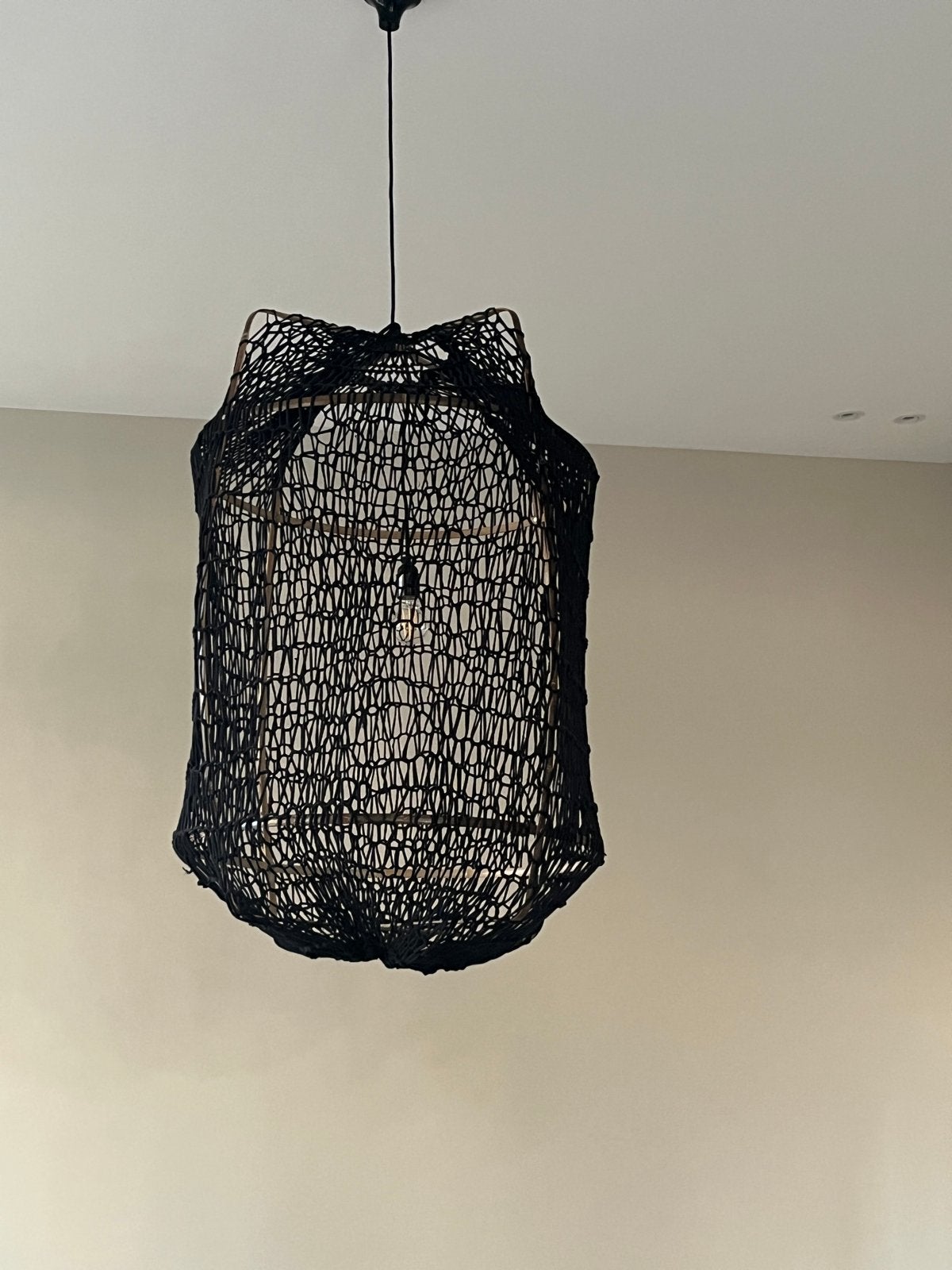 Ay Illuminate hanglamp bamboe met jersey - Groot model, Huis en Inrichting, Ophalen, Gebruikt, Hout, E27 (groot)