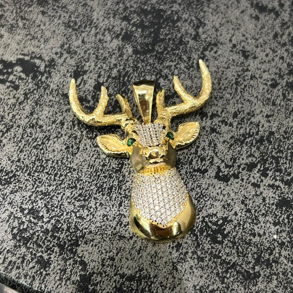 14 karaat gouden kettinghanger rendier hert nieuw, Ophalen of Verzenden, Nieuw, Goud, Kruis of Symbool