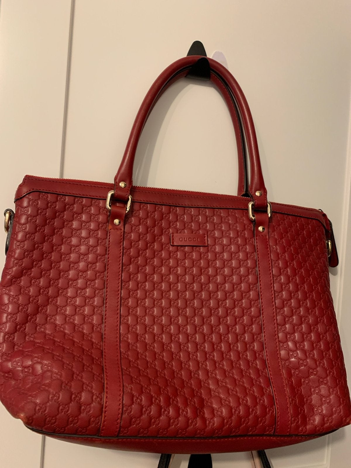 Authentic Gucci Rode Medium Tote Tas, Ophalen, Gebruikt, Rood, Shopper
