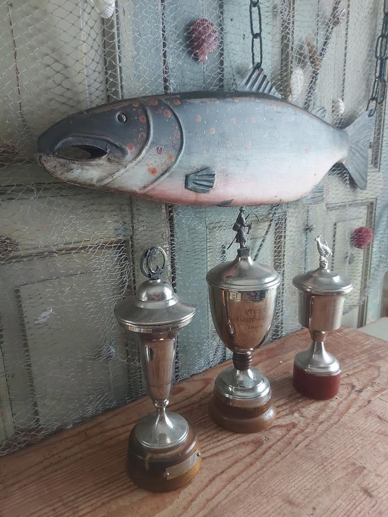 3 x vintage vis trofee jagen jacht vissen, Ophalen