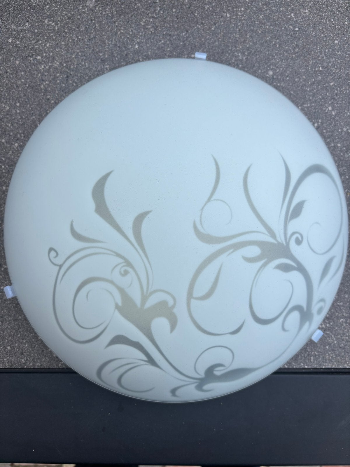 Plafondlamp met sierlijk patroon, Gebruikt, Ophalen of Verzenden, Glas, Wit