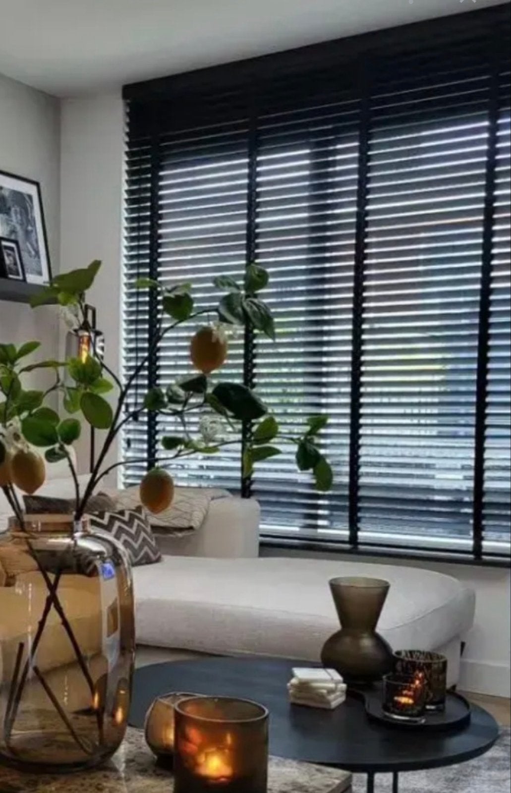 Zwarte houten jaloezieën - 208 cm, Ophalen, Jaloezie, Zwart, Hout
