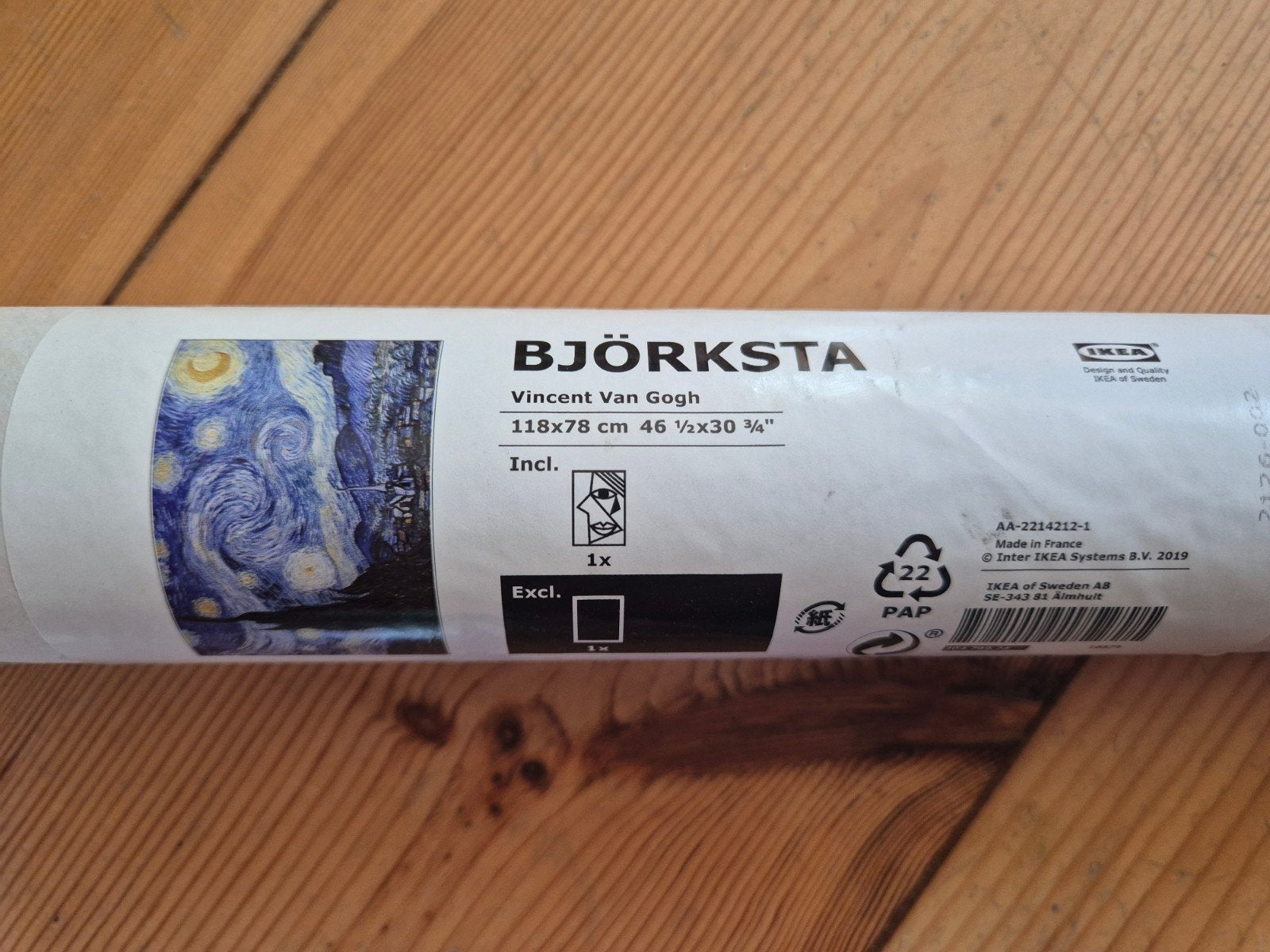 Ikea BJÖRKSTA Poster Van Gogh De Sterrennacht 118x78cm, Ophalen, Nieuw, 100 tot 125 cm, Foto of Poster