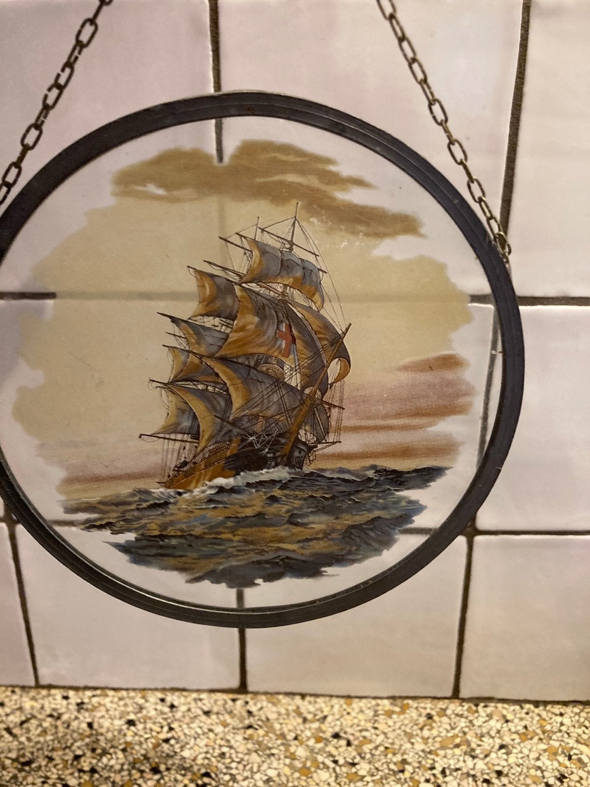 Mooi glas in lood hanger schip, Ophalen of Verzenden