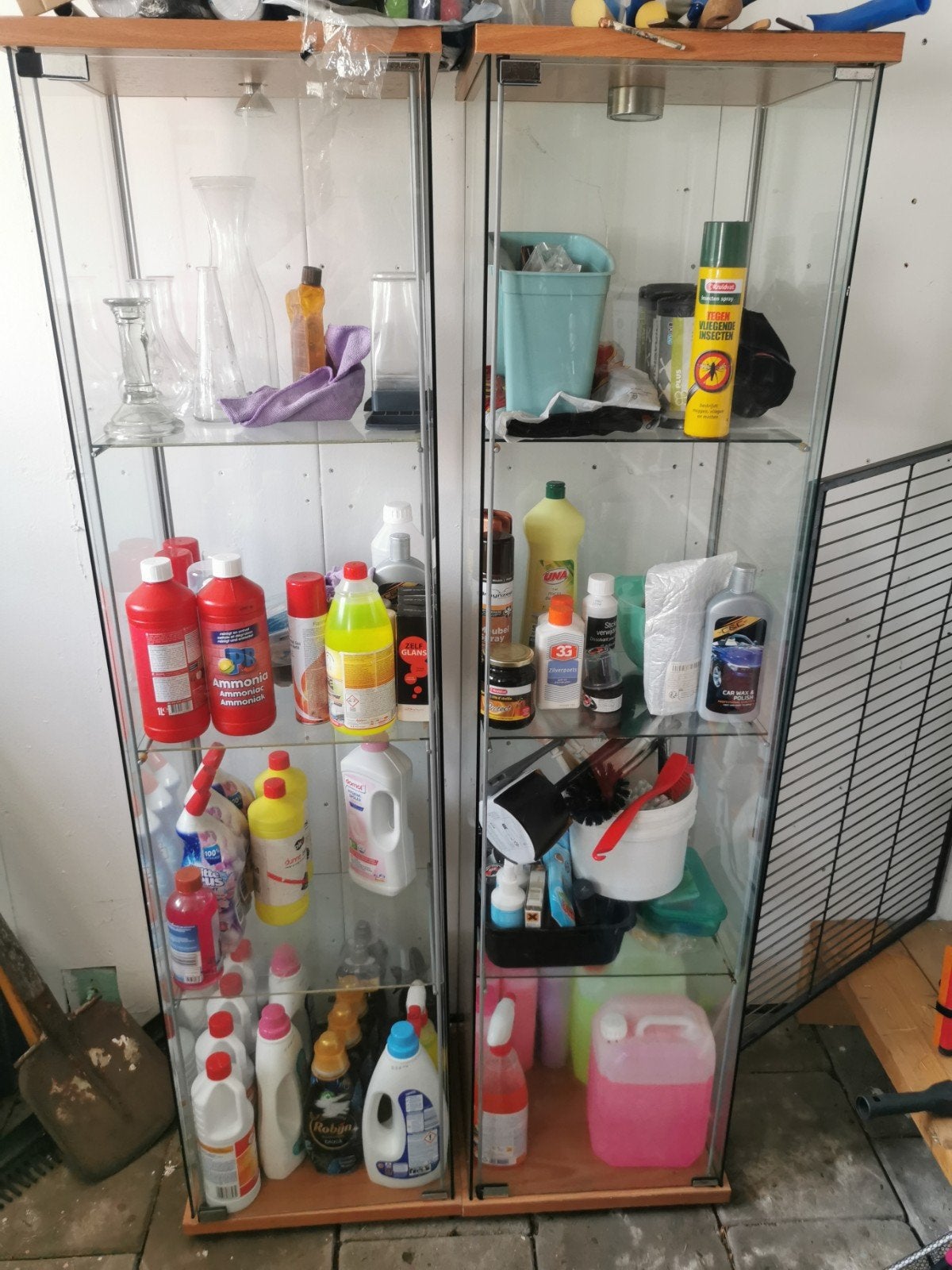 2x Glazen Vitrinekast met Verlichting, Ophalen, Glas, 50 tot 100 cm, 150 tot 200 cm