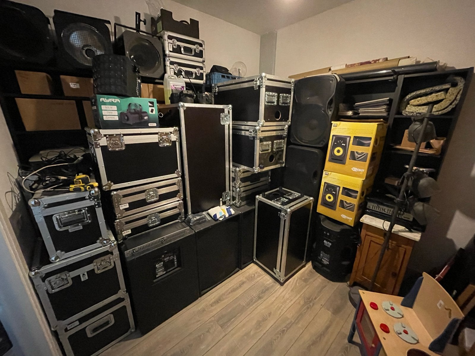 VOLLEDIGE DJ- en lichtapparatuur set, flightcases en meer, Ophalen, Gebruikt, 120 watt of meer, Pioneer