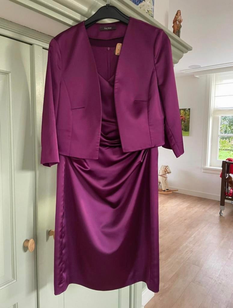 Roze mantelpak jasje en jurkje, Maat 42/44 (L), Cocktailjurk, Ophalen of Verzenden, Zo goed als nieuw