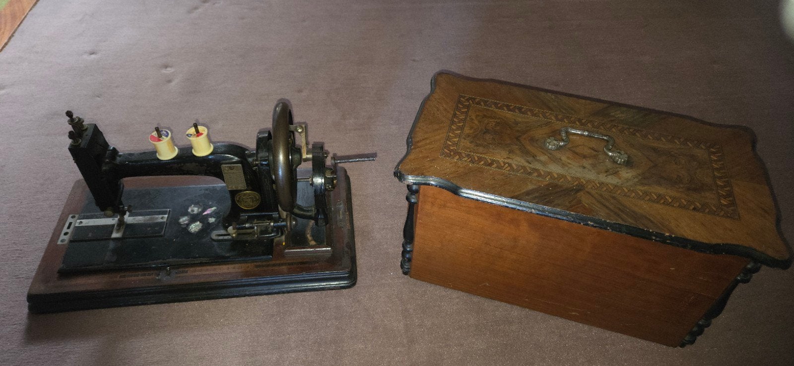 Antieke Singer Naaimachine met Houten Kist, Ophalen of Verzenden