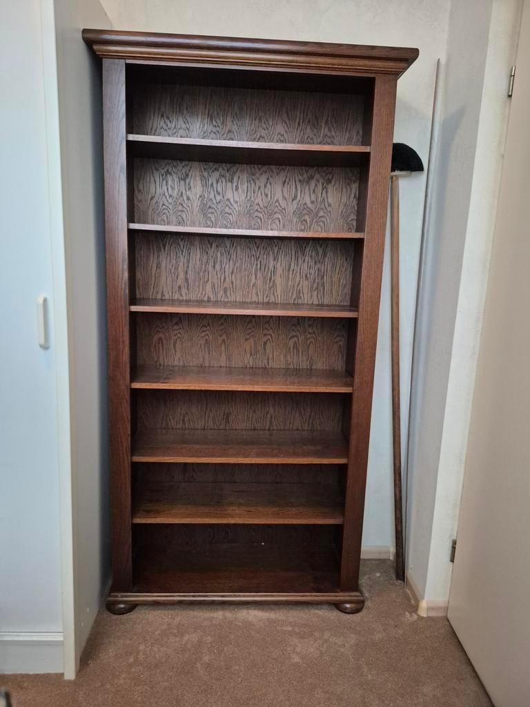 eikenhouten boekenkast, Ophalen, Met plank(en), Gebruikt, 200 cm of meer