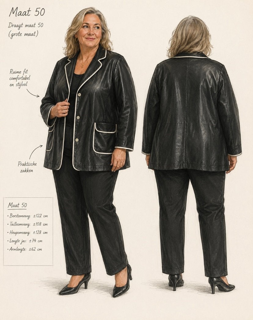 Leren dames jas maat 48, Ophalen of Verzenden
