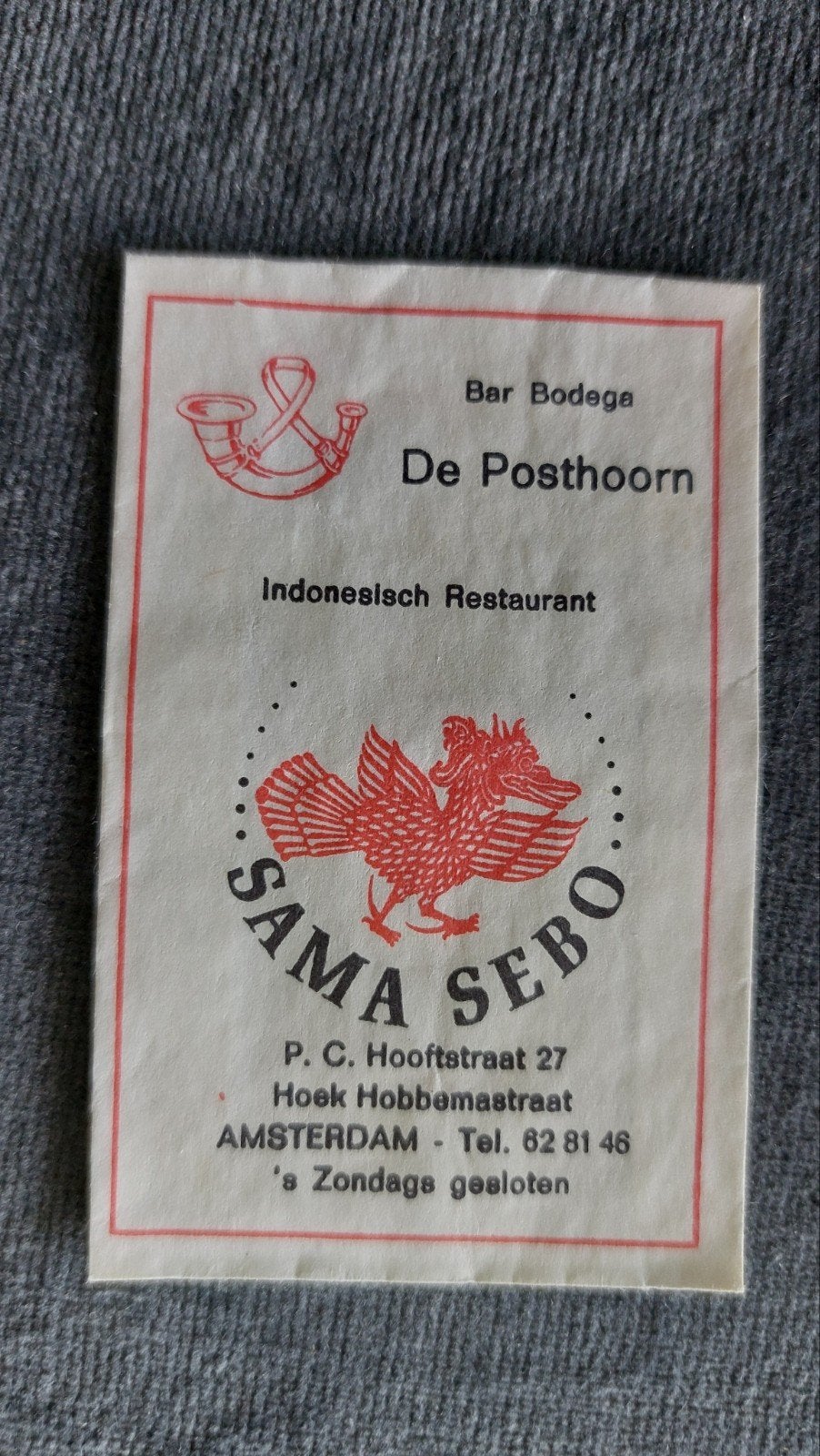 Amsterdam, Bar Bodega De Posthoorn/Sama Sebo indonesich rest, Verzenden, Nederland