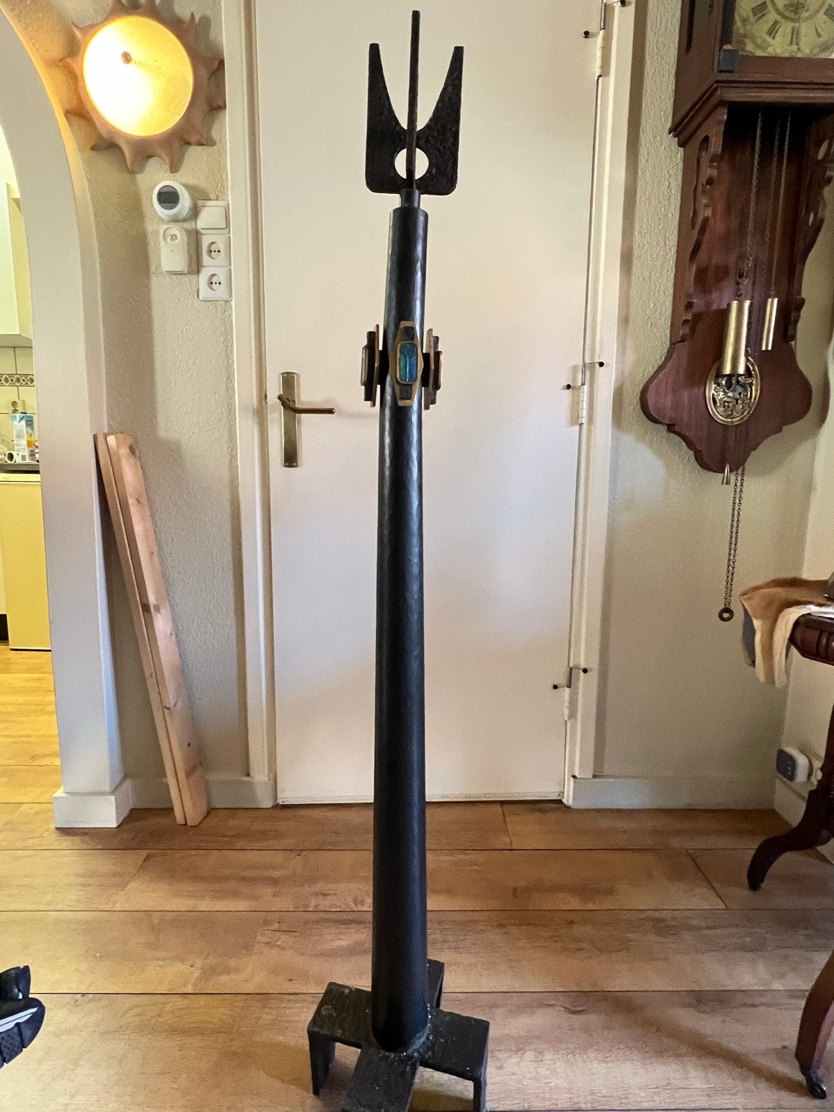 Uniek metalen kunstobject wierook/kaars standaard, Ophalen, Zwart, Object, Handgemaakt