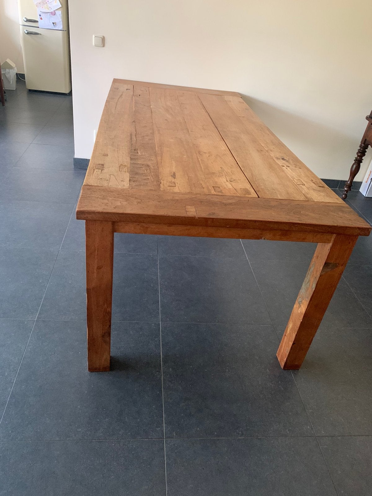 Teakhouten eetkamertafel, Huis en Inrichting, Tafels | Eettafels, Ophalen, Gebruikt, 200 cm of meer, 50 tot 100 cm