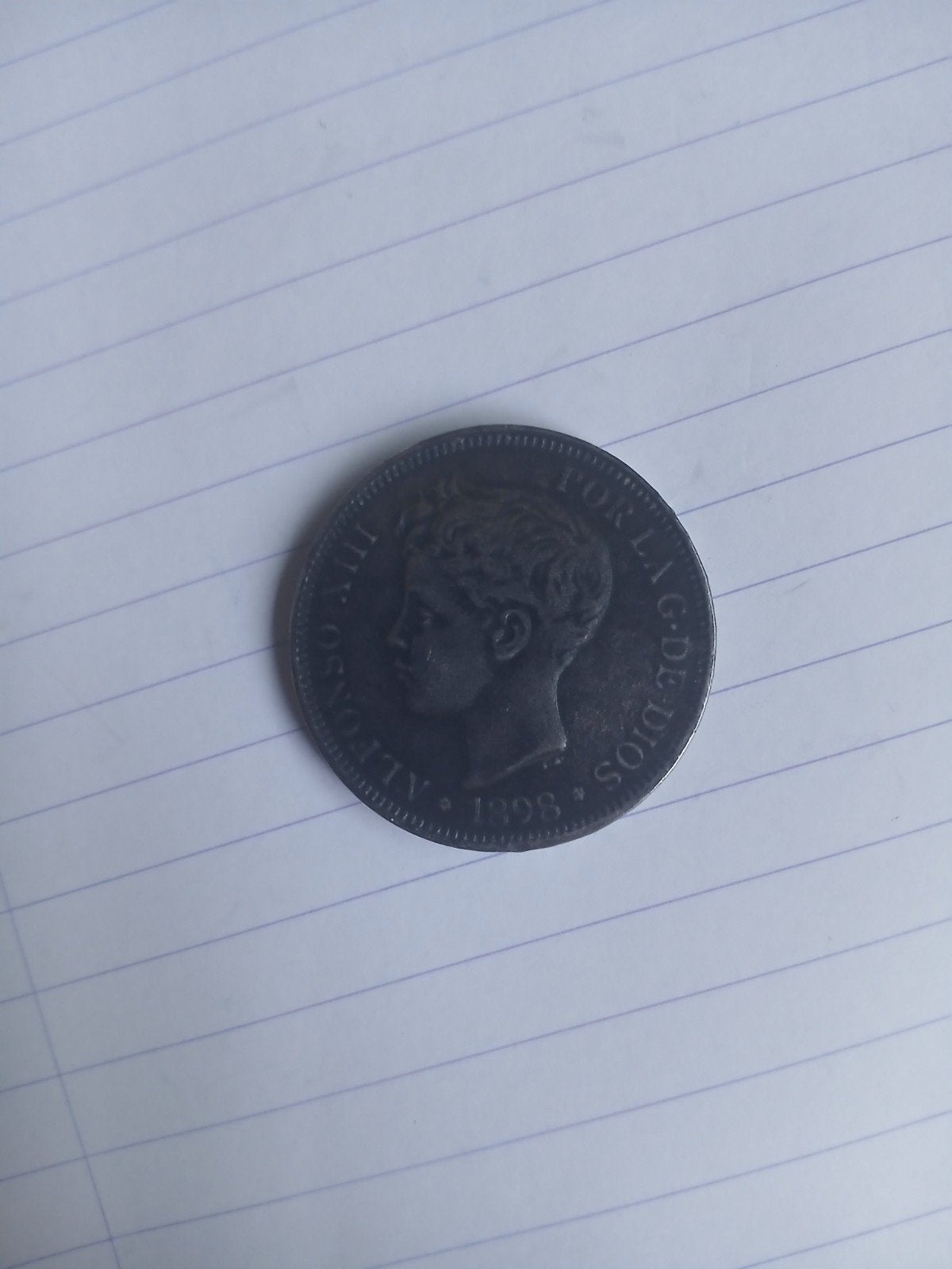 Zeldzame Spaanse 2 Pesetas munt, Alfonso XIII, 1898, Ophalen of Verzenden, Voor 1920, Gelopen