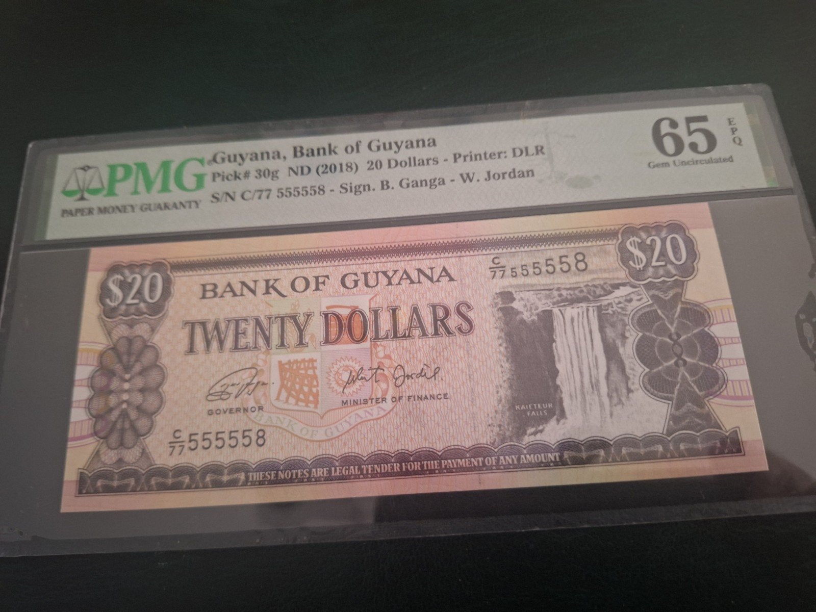 Guyana 20 dollar 2018 PMG 65 - Zeldzaam bankbiljet, Ophalen of Verzenden