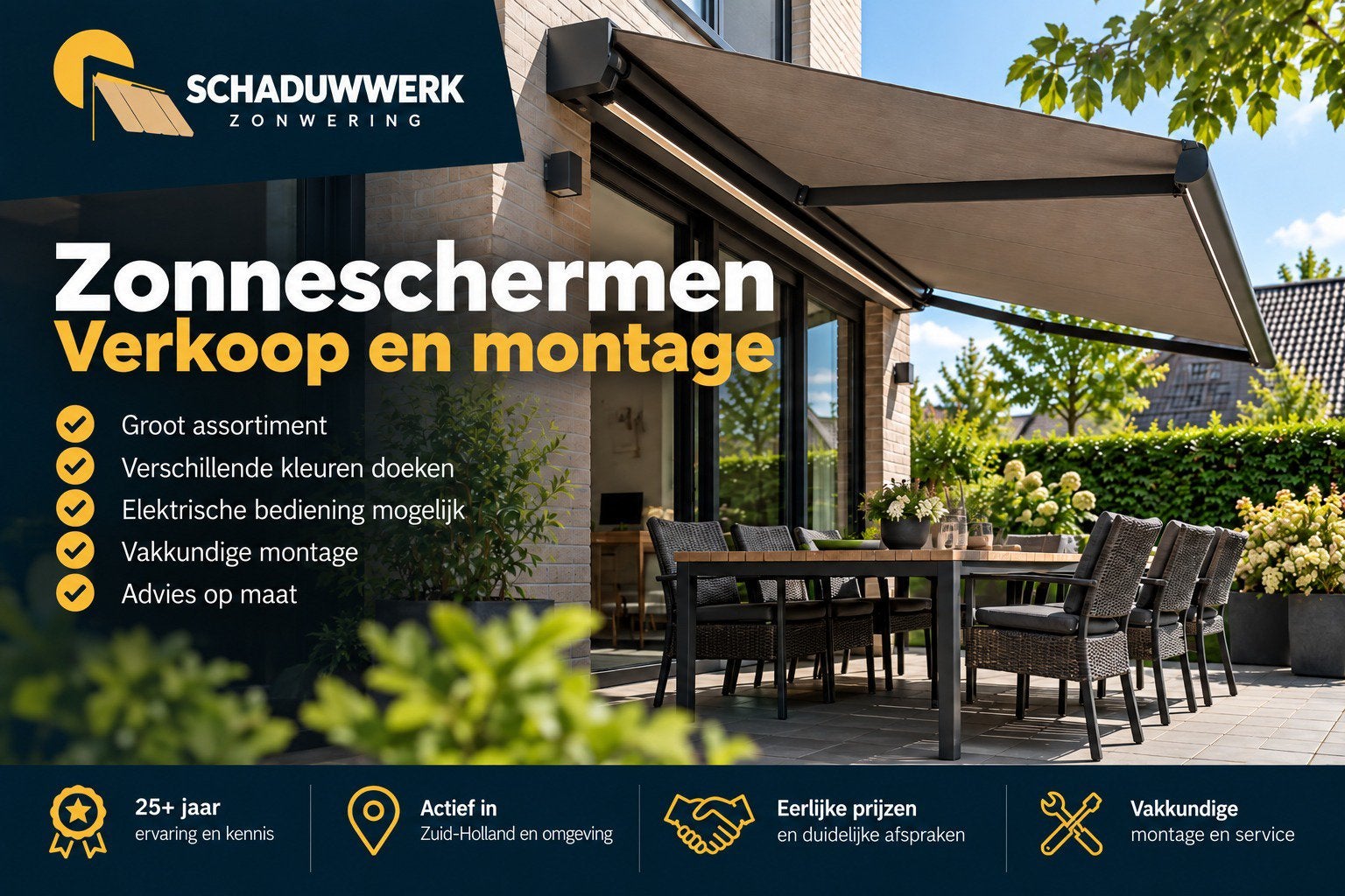 Zonnescherm kopen | Verkoop Montage & Reparatie, Ophalen, Zo goed als nieuw, Knikarmscherm