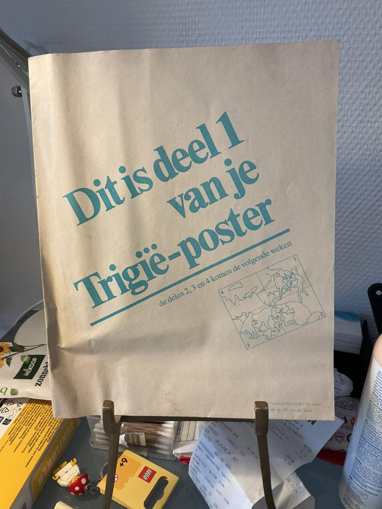 Trigie poster uit het weekblad Pep/Eppo, Rechthoekig Staand, Deurposter of groter, Ophalen of Verzenden, Zo goed als nieuw