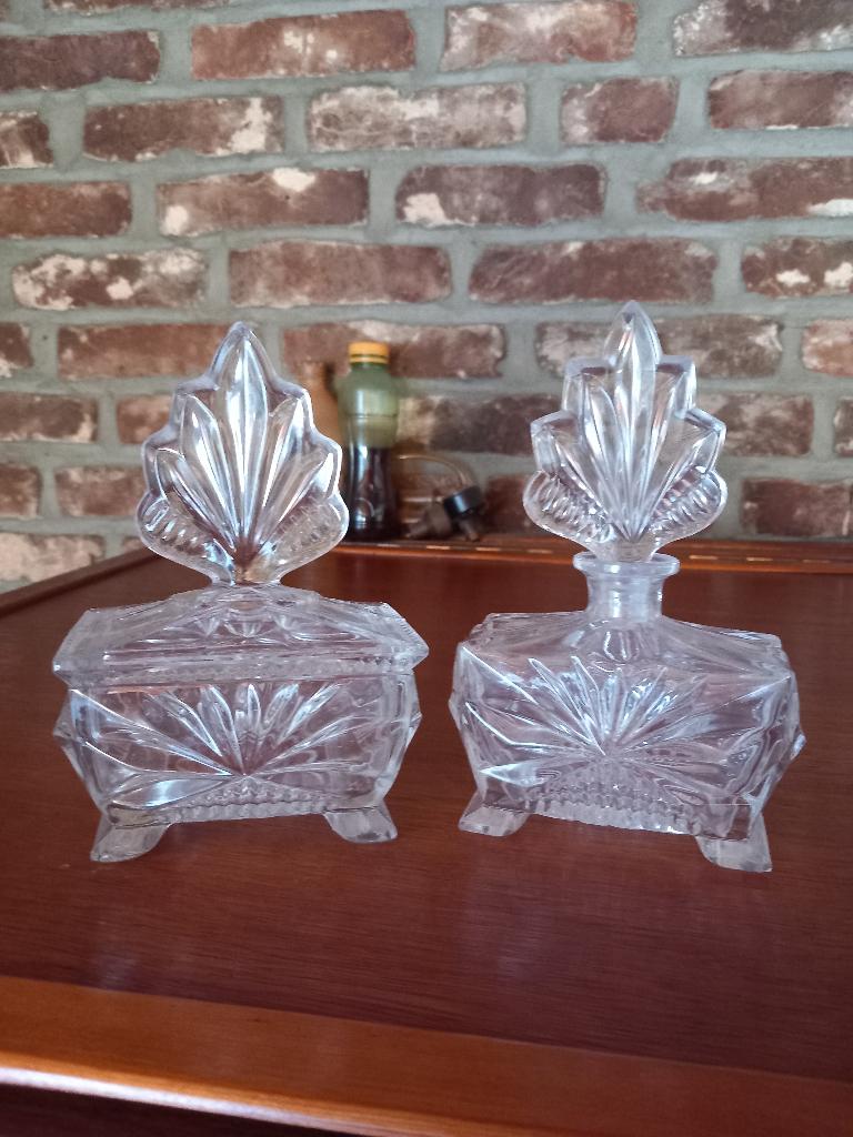 Art Deco boudoirset jaren '50, Antiek en Kunst, Antiek | Glas en Kristal, Ophalen