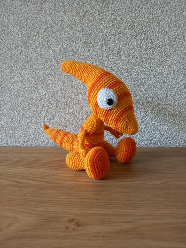 Gehaakte Dinosaurus Knuffel - Oranje gestreept, Oranje, Overige merken, Nieuw, Ophalen of Verzenden