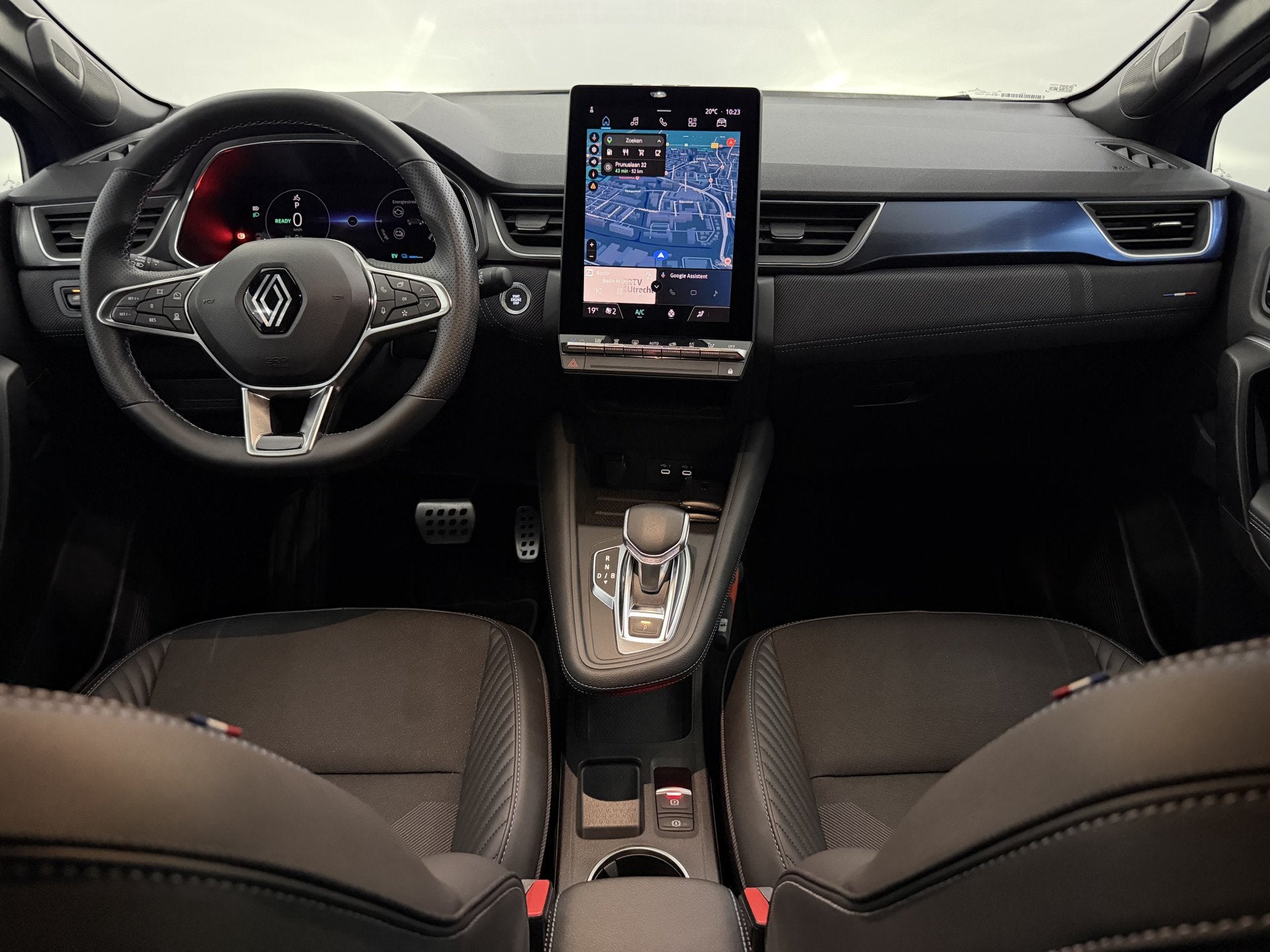Renault Captur 1.6 E-Tech full hybrid 145 esprit Alpine 360, Gebruikt, 4 cilinders, Blauw, Leder en Stof