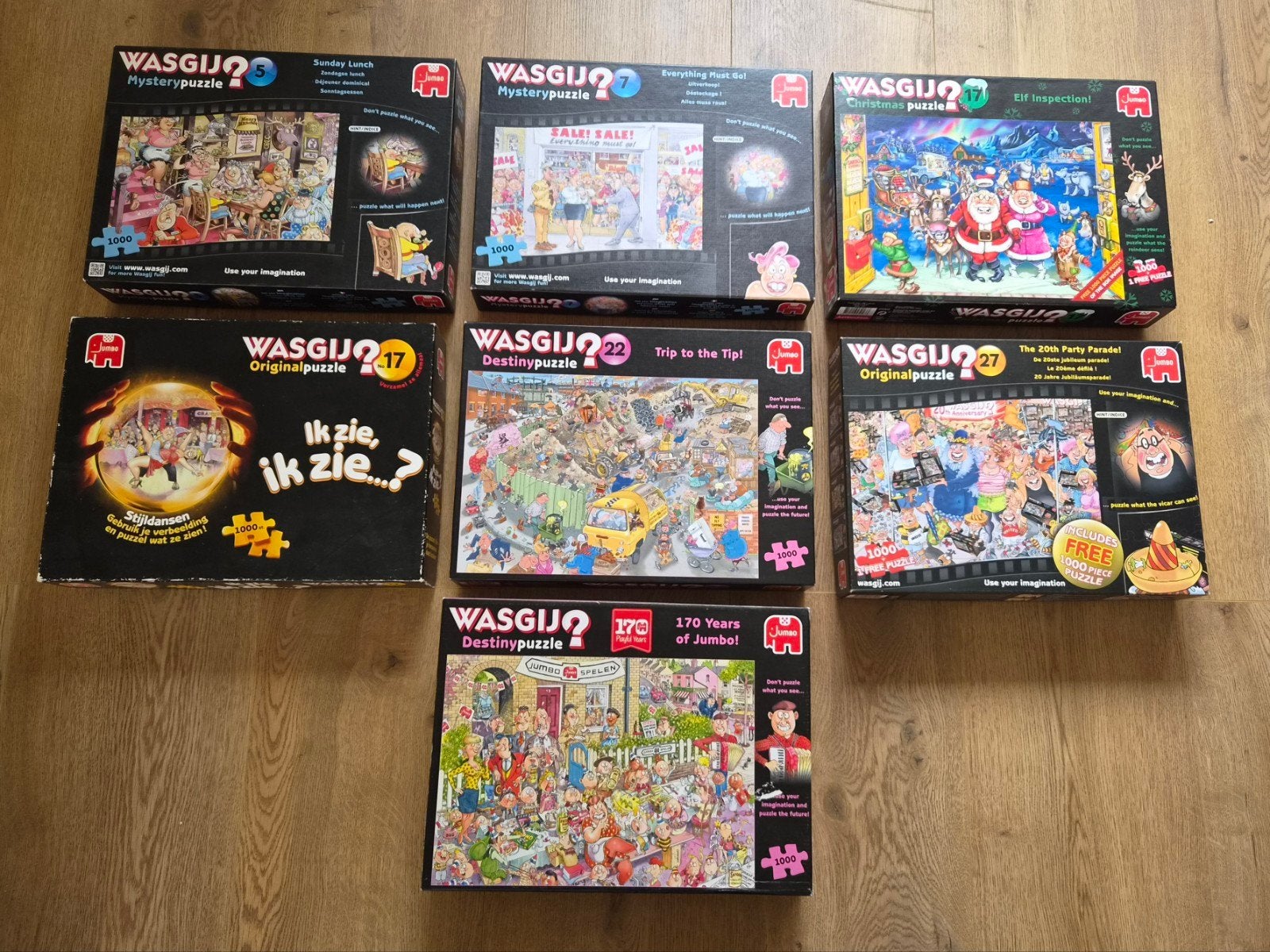 Grote collectie puzzels Wasgij, Jan van Haasteren en andere, Ophalen, Meer dan 50 stukjes, Gebruikt, 6 jaar of ouder