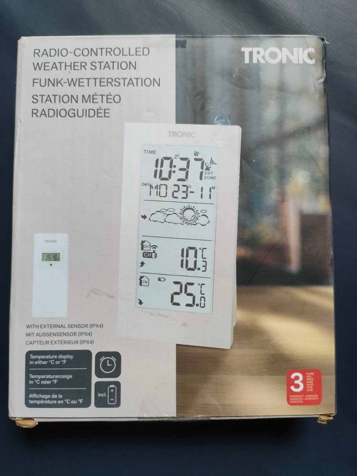 Tronic Radio-Controlled Weerstation met Buitensensor, Ophalen, Nieuw, Weerstation