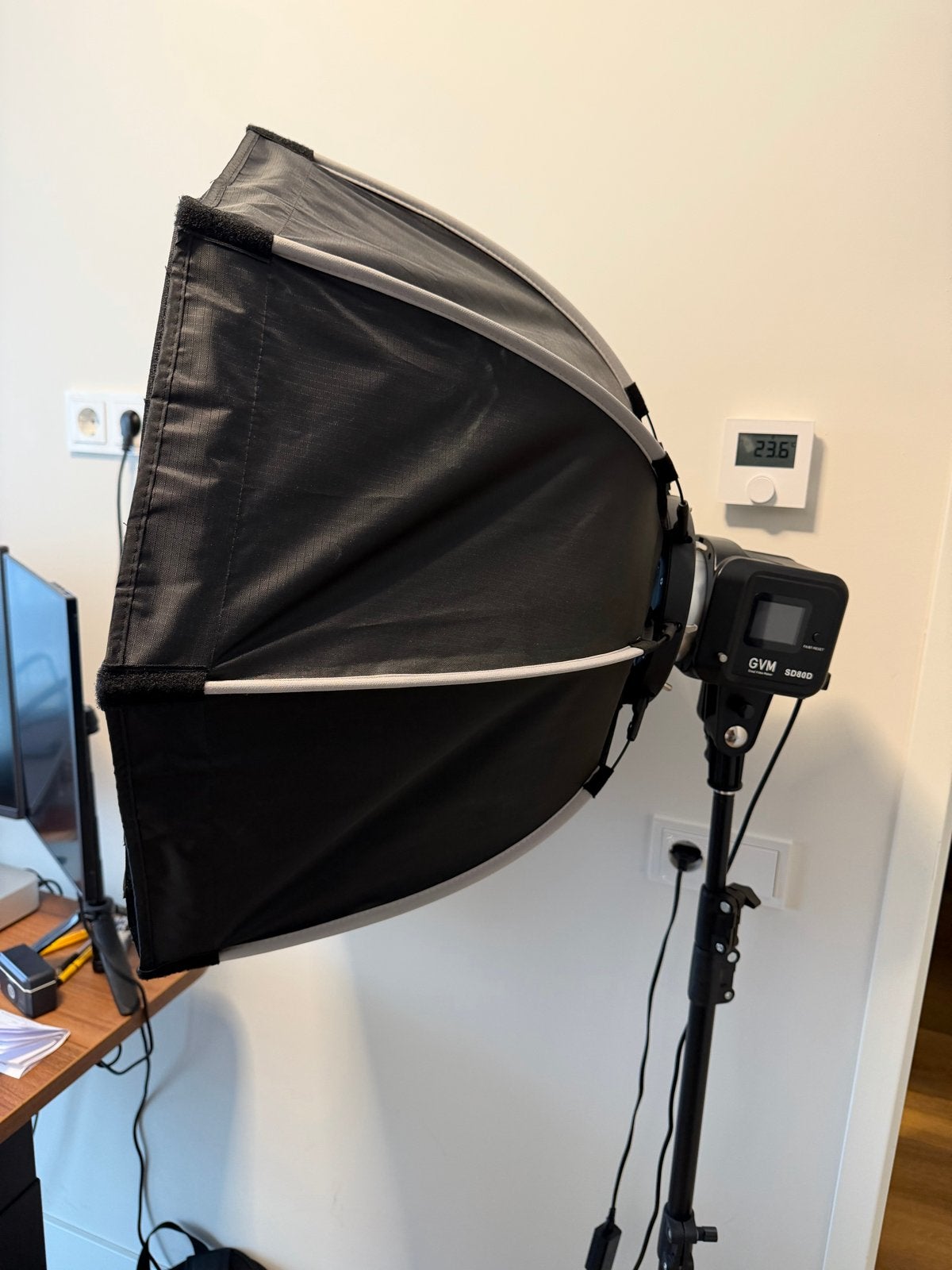 GVM SD80D LED Videolamp met Softbox en Grid, Ophalen, Dimbaar, Zo goed als nieuw, Overige merken