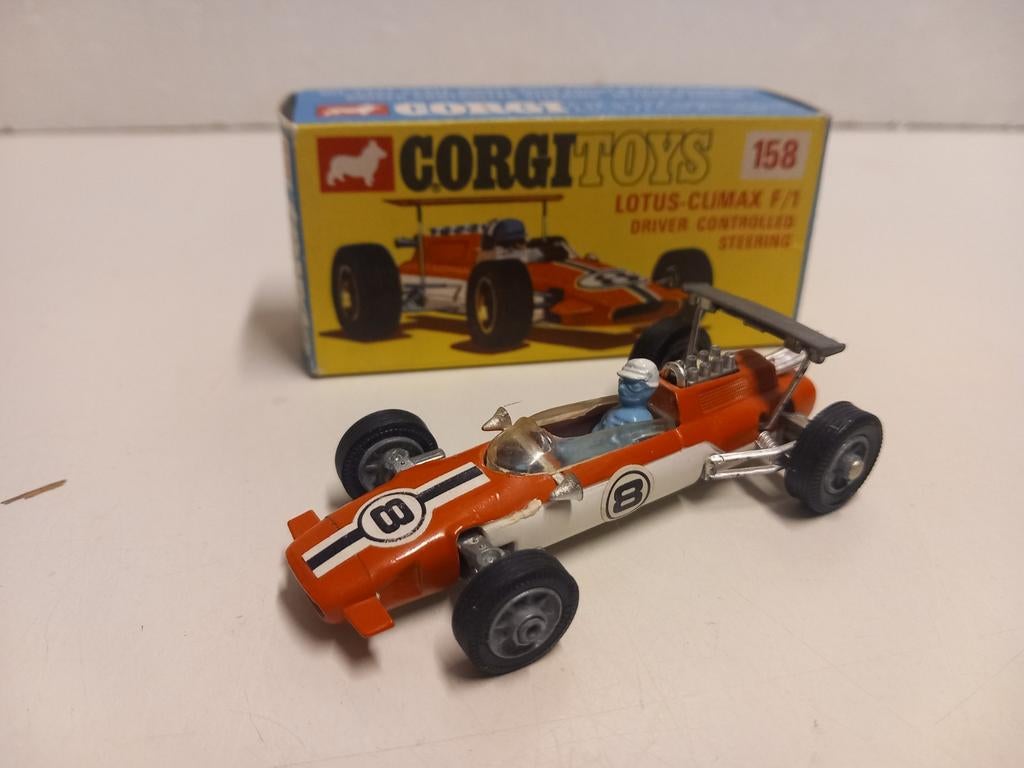 Old Corgi Toys 1:43 Lotus Climax Formule 1 Corgi #158, Ophalen of Verzenden, Zo goed als nieuw, Auto, Corgi