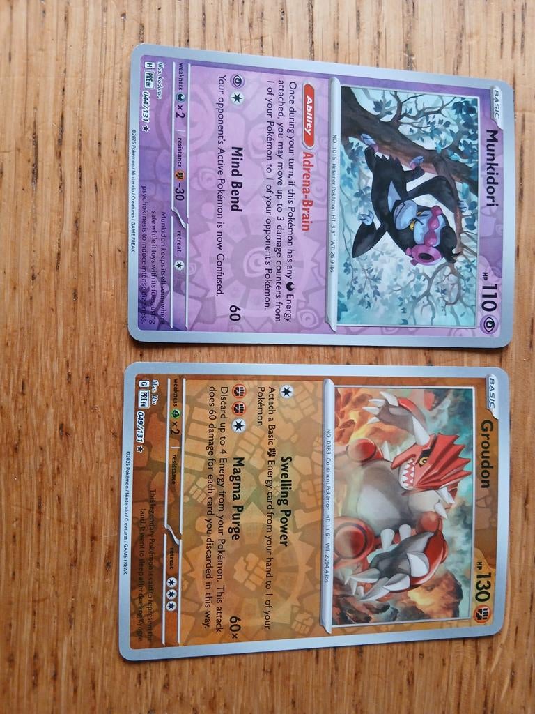 Munkidori 044/131 en Groudon 049/131, Ophalen of Verzenden, Gebruikt, Meerdere kaarten