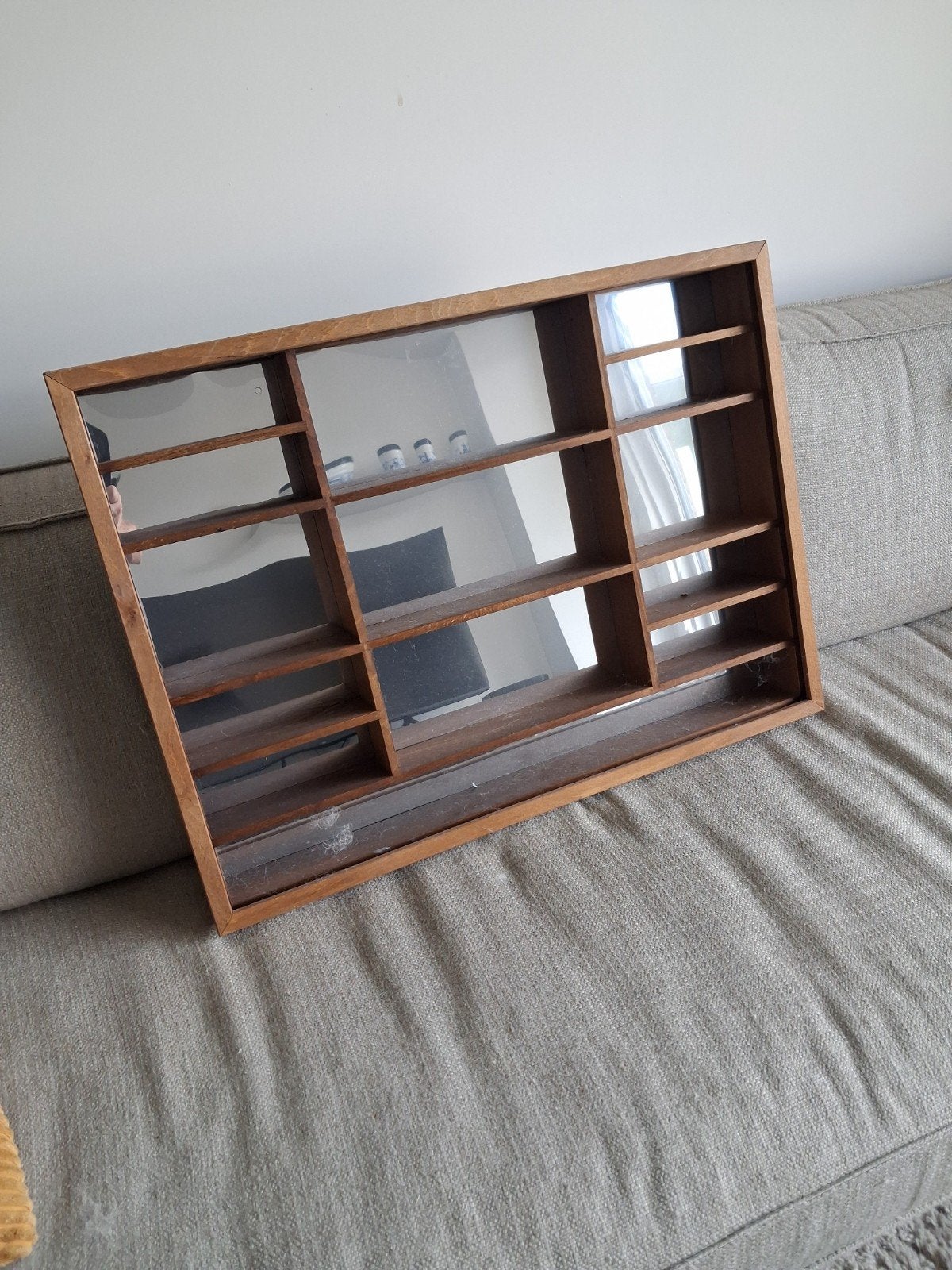 Houten vitrinekastje voor modelletjes met spiegelwand, Ophalen, Gebruikt, Overige typen
