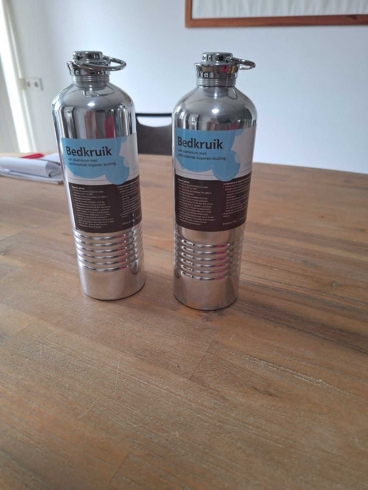 Nieuwe Bedkruik van aluminium met koperen sluiting, Ophalen of Verzenden, Nieuw, Zilver, Metaal