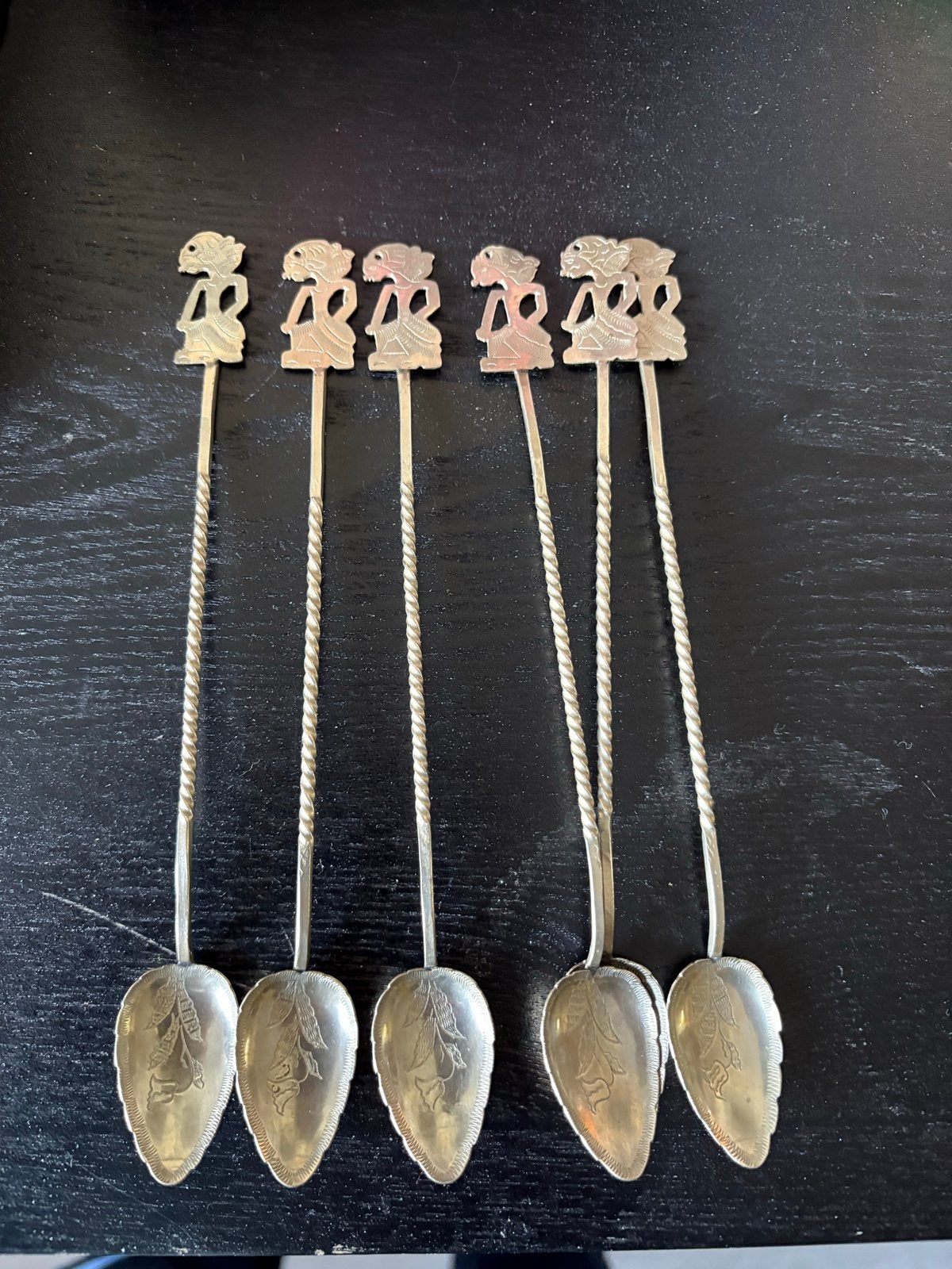 Set van 6 vintage theelepels met Wayang poppen, Antiek en Kunst, Ophalen