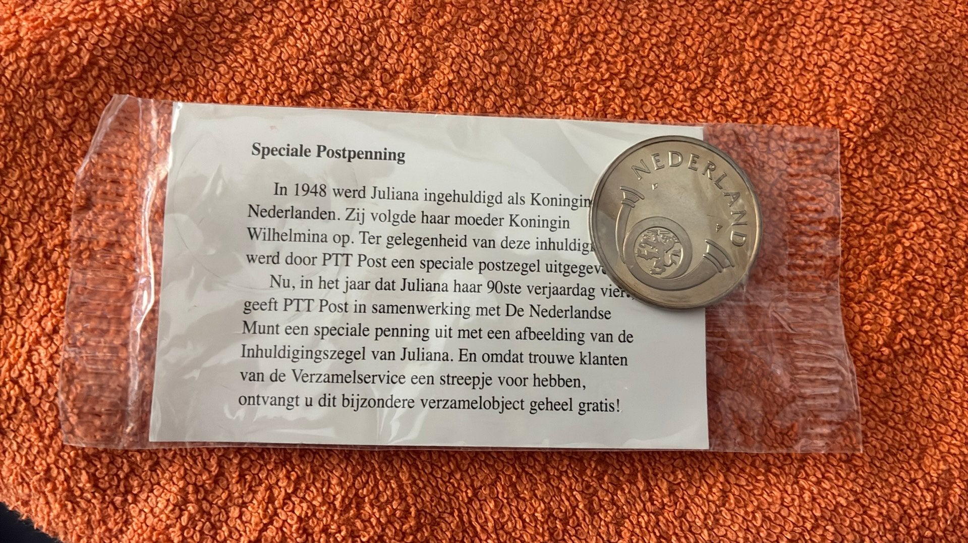 Speciale postpenning, Postzegels en Munten, Penningen en Medailles, Ophalen of Verzenden, Overige materialen