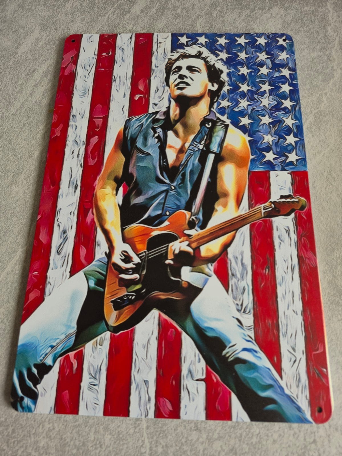 Bruce Springsteen USA Vlag Metalen Plaat Decoratie, Verzamelen, Ophalen of Verzenden, Nieuw, Reclamebord