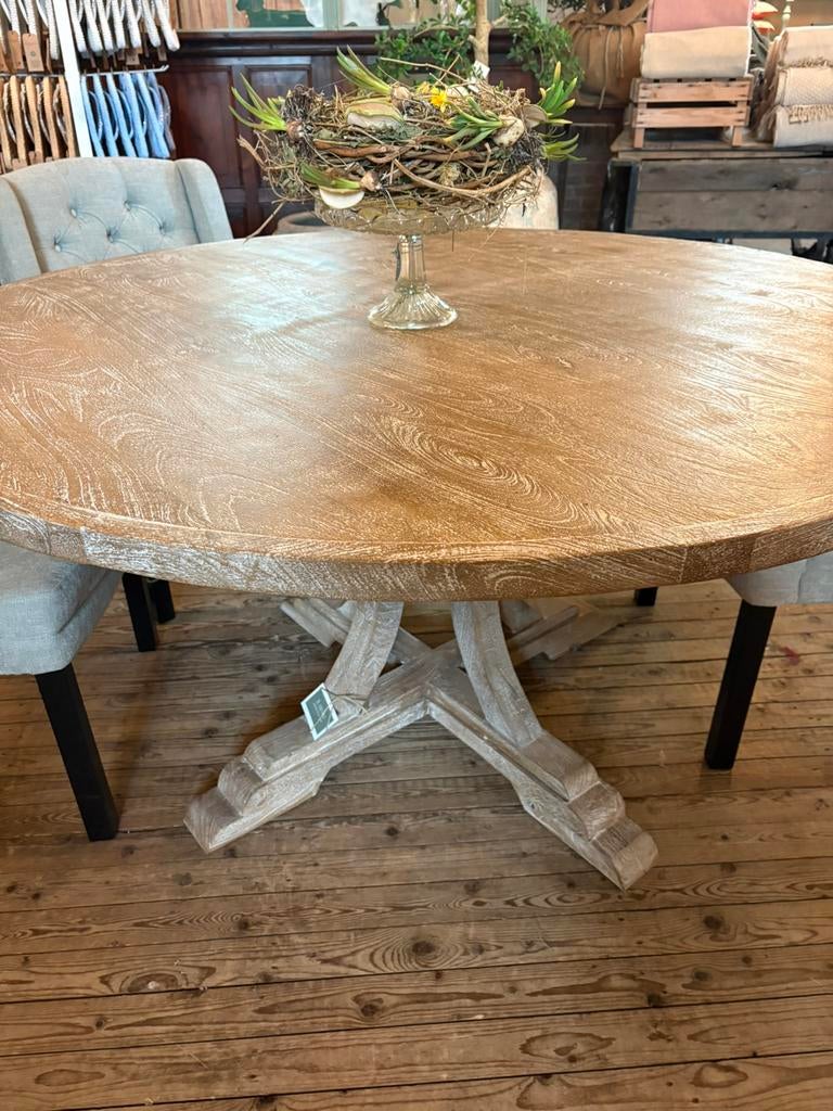 Landelijke ronde eettafel van mango hout, nieuw!!, Ophalen