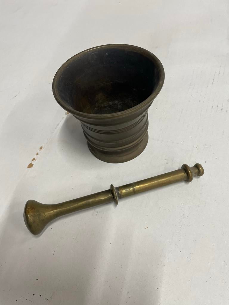 Antieke Messing Vijzel met Stamper, Antiek en Kunst, Antiek | Overige Antiek, Ophalen of Verzenden