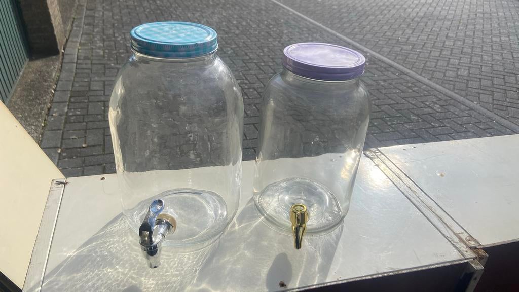 Twee limonade/cocktail kannen met tapkraan, Ophalen of Verzenden, Gebruikt