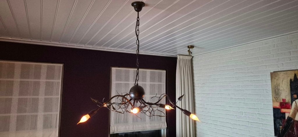 Hanglamp met bladeren/bladmotief, Ophalen, E14 (klein), Zo goed als nieuw, Klassiek, modern, unisex, Japandi