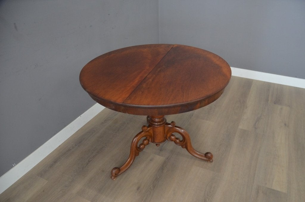 Antieke Mahonie tafel 100 cm doorsnede, Ophalen of Verzenden