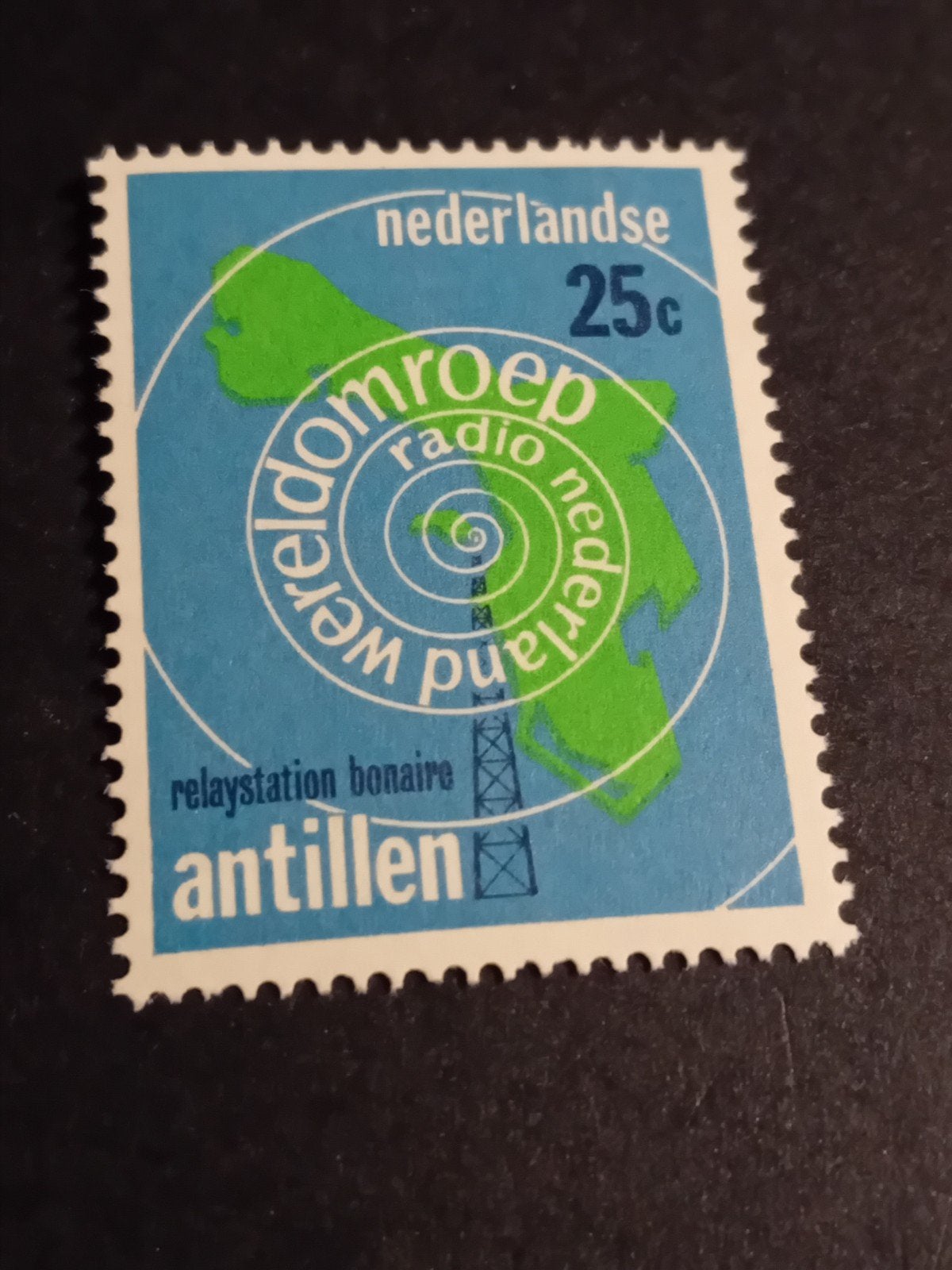 Nederlandse Antillen postzegel Wereldomroep 25c, Ophalen of Verzenden, Postfris