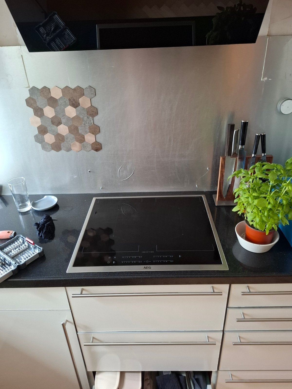 AEG IKE64450XB inductie inbouw kookplaat 57.6 cm, Witgoed en Apparatuur, Kookplaten, Ophalen, Gebruikt, 4 kookzones, Inbouw