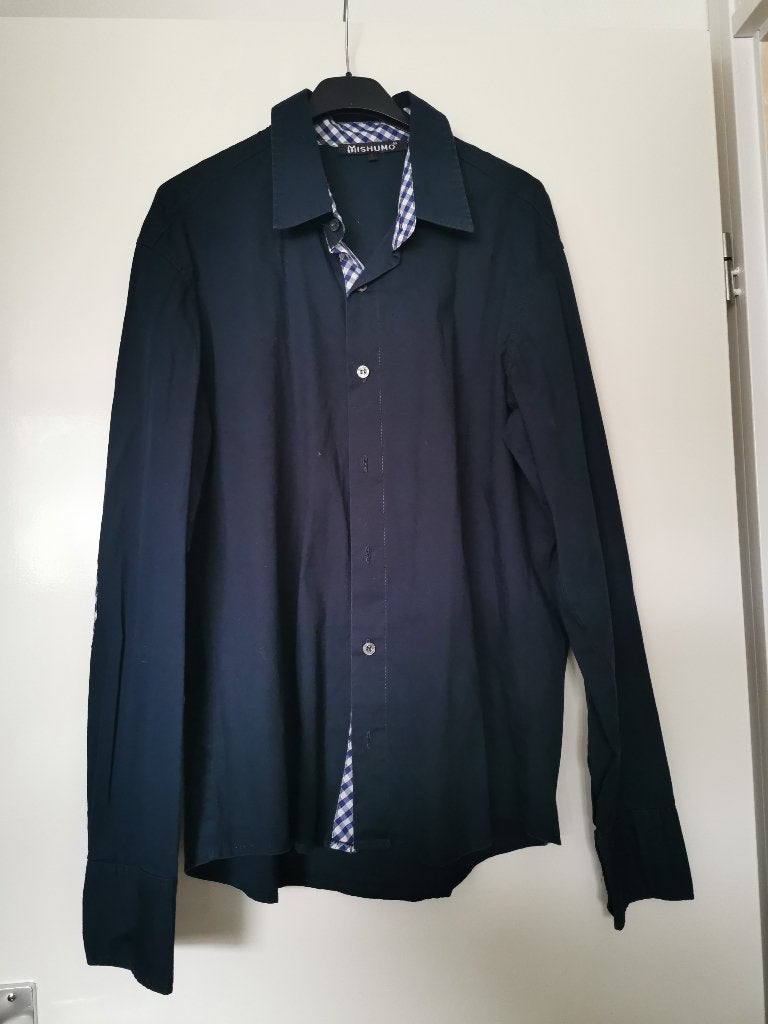 449 .. zgan blauw overhemd maat L, Kleding | Heren, Overhemden, Ophalen of Verzenden, Zo goed als nieuw, Blauw, Halswijdte 41/42 (L)