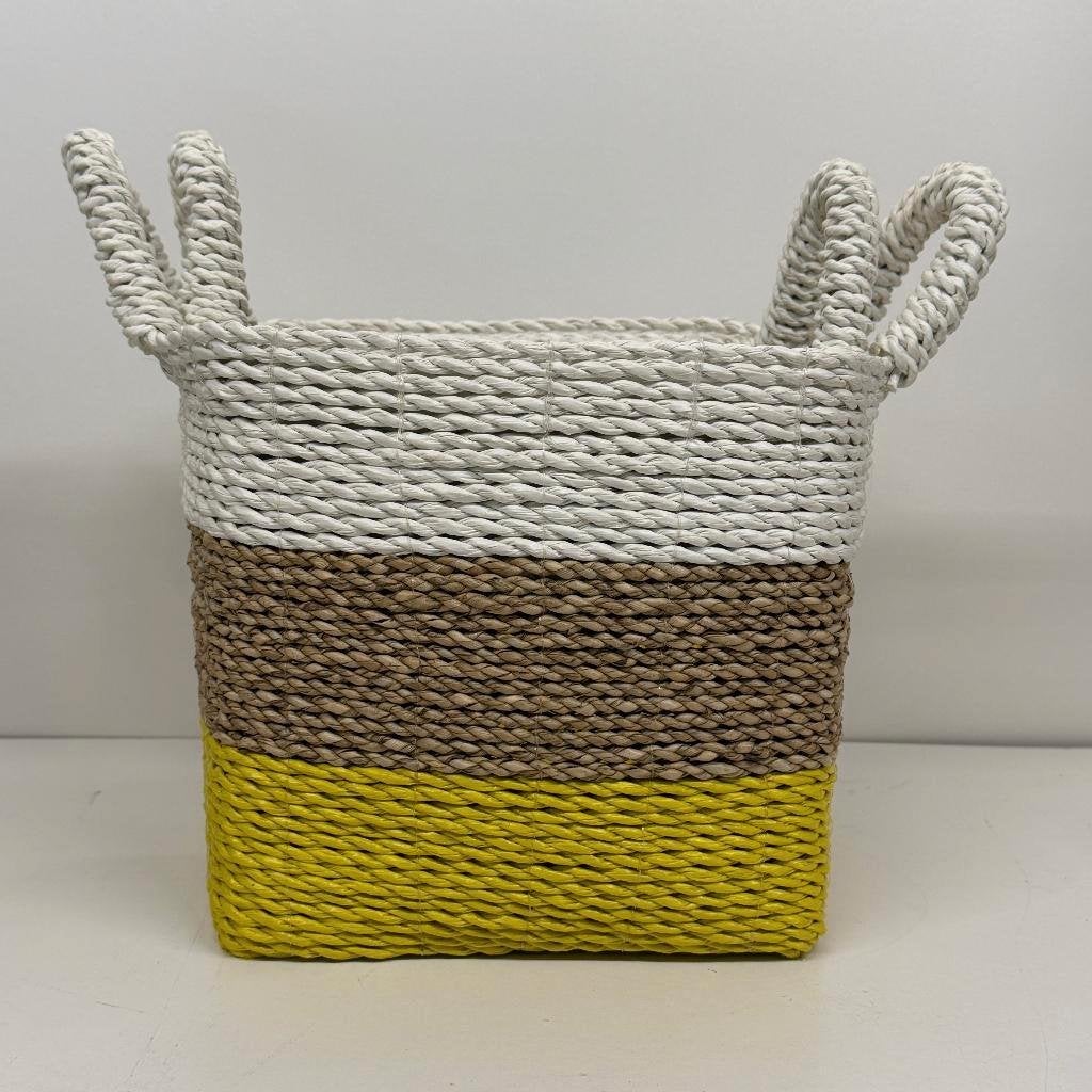 Tricolor mand set van 2, Western Deco, Mand, Vierkant, Nieuw